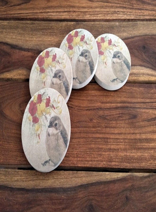 SANDSTERS Natural Sandstone Birds Printed Absorbent Beverage Coasters Set of 4Pcs - Image 1